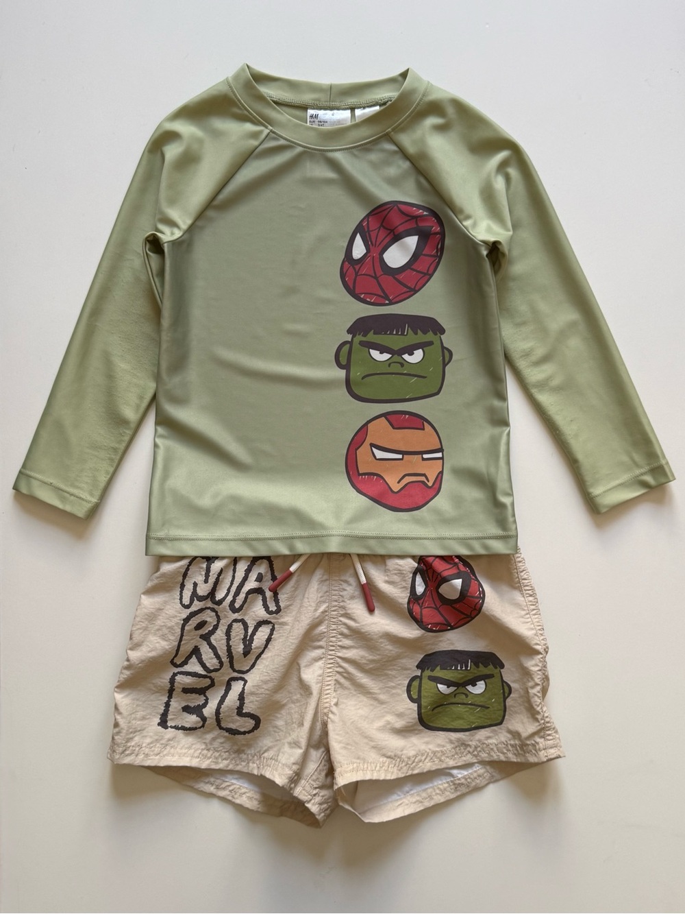 H&M Boys Marvel Spidey & His Amazing Friends Rashguard & Swim Trunk- 3/4T & 6X/7